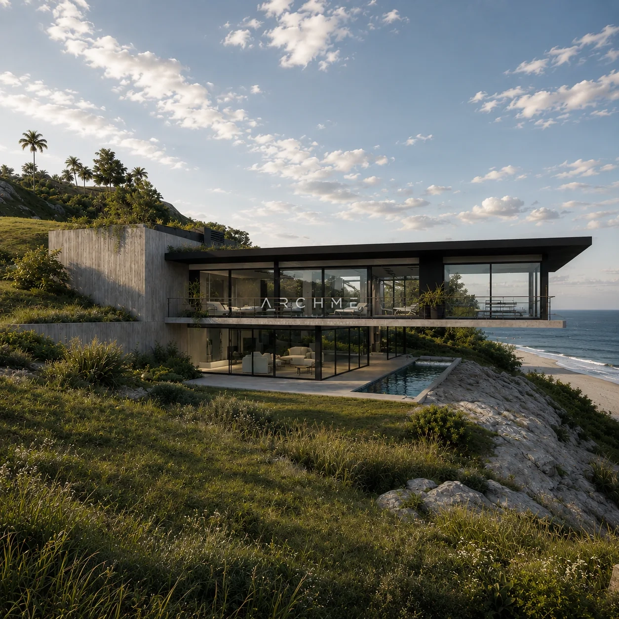 Панорамен изглед към Cliff House и крайбрежния релеф