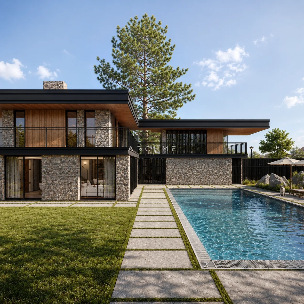 Атриумът с дърво като жив център на Atrium House