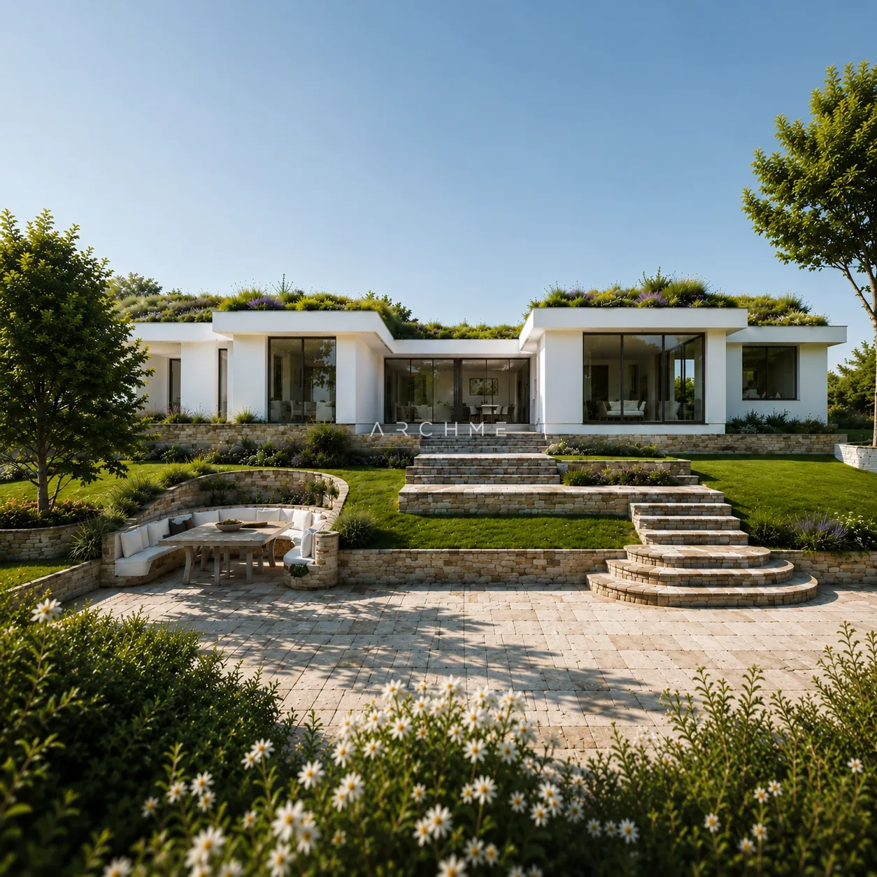 Terra House, разположена по естествения наклон на терена